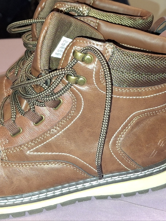 Men\'s Brown Lace-Up Work Boots with Cushioned Outsole main image 9